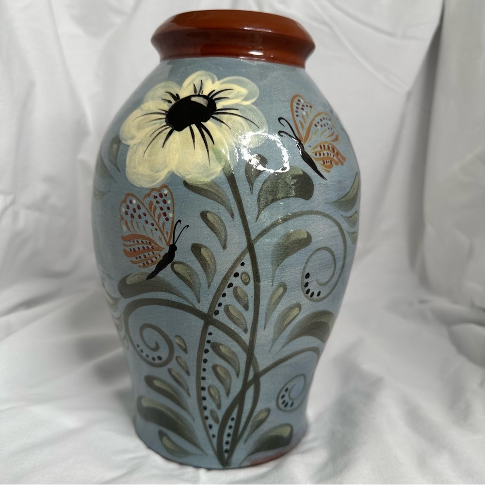 VTG RARE Eldreth Redware Pottery Signed 2004 KMC Vase Crock Folk Art Collectible